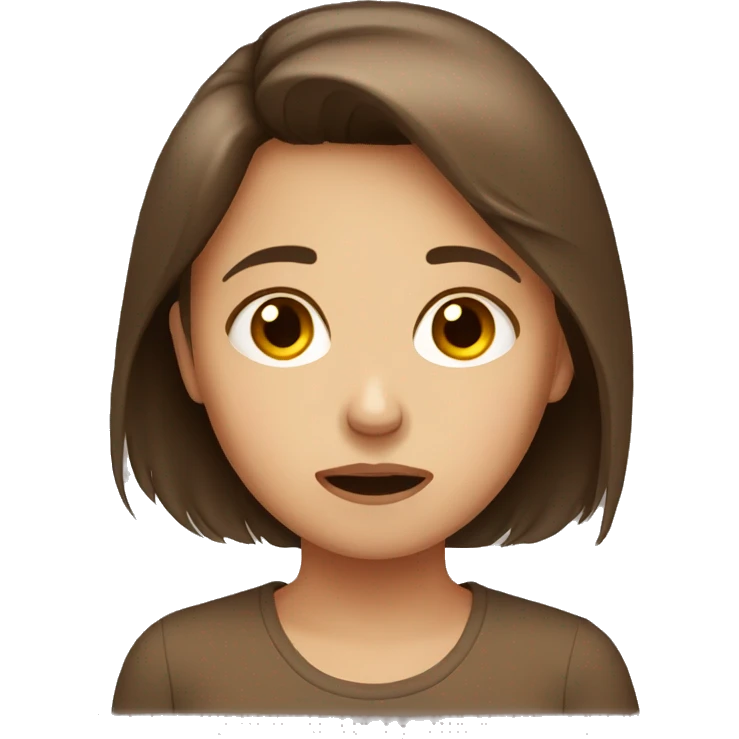 crying short brown hair girl with brown eye emoji