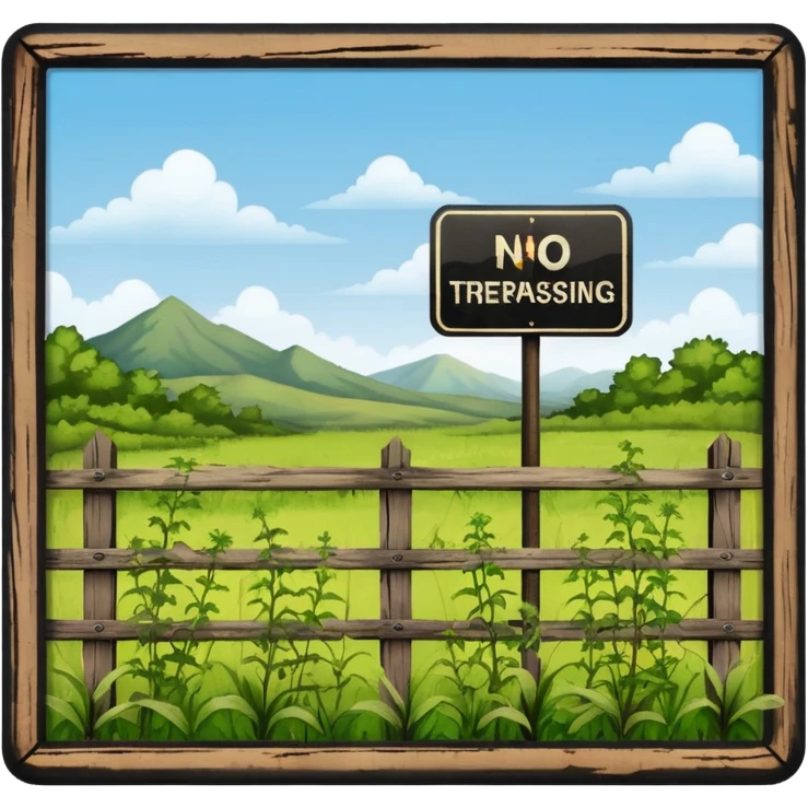 property land with the sign of no trespassing emoji