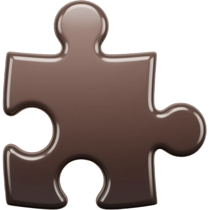3d dark brown -puzzle-piece-emoji polished-metal-texture,-floating-on-a-deep-midnight-brown-background--soft-dramatic-studio-lighting,-cinematic-rim-light emoji