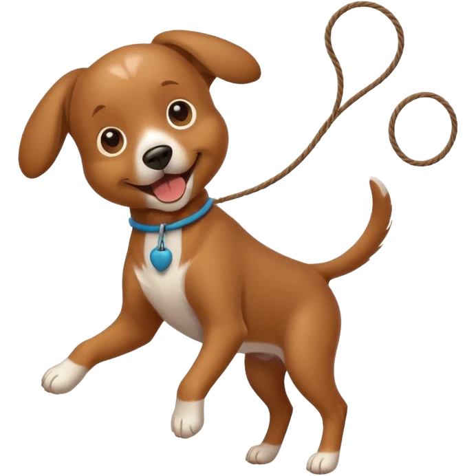dog playing with a string toy emoji