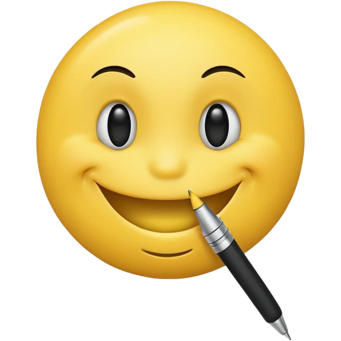 A smiley with a pen in his mouth  emoji
