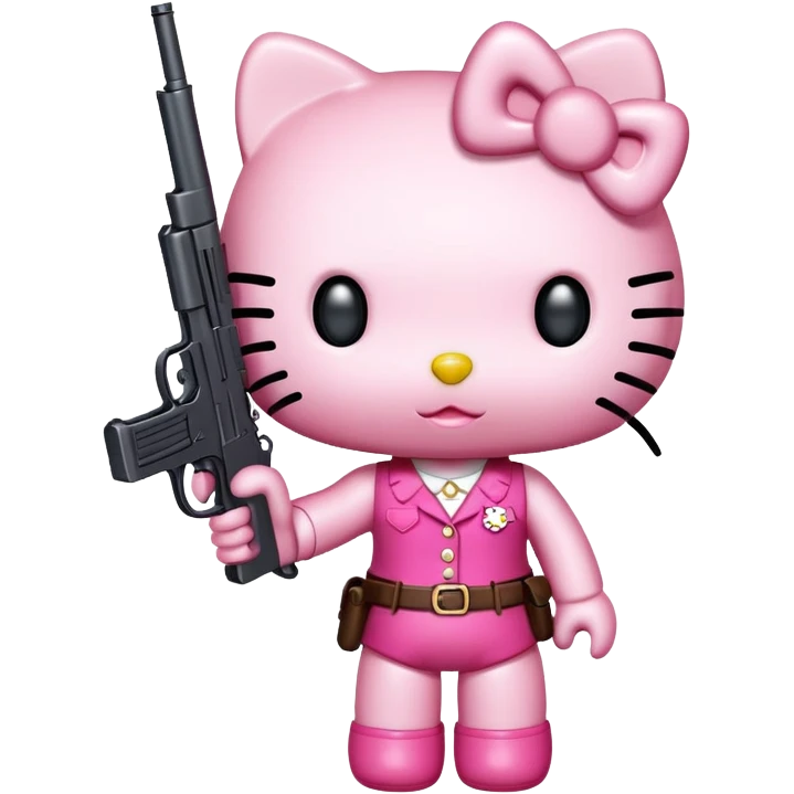 Hello kitty with a gun emoji