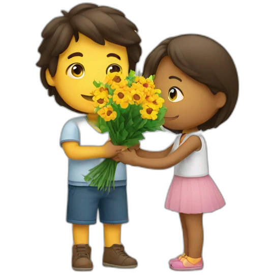 Boy giving flowers to a girl emoji