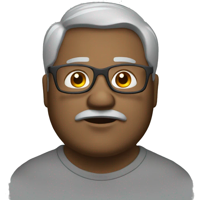 Fat man with brown eyes, gray hair, and dark glasses emoji