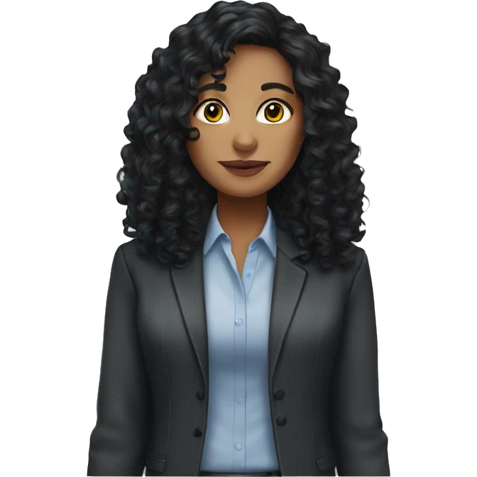 executive Long black Curly hair woman black eyes  emoji