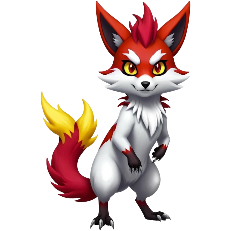 Shiny Exotic Gothic Badass Anthropomorphic Delphox-Zoroark-Zangoose-hybrid-creature emoji