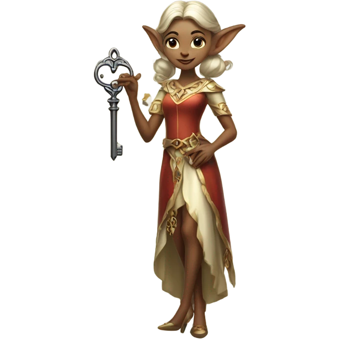 an elf woman login holding a big key emoji