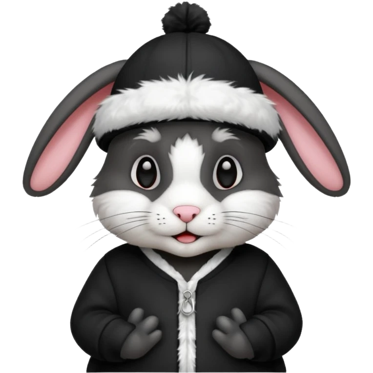 black rabbit with jersey and hat emoji