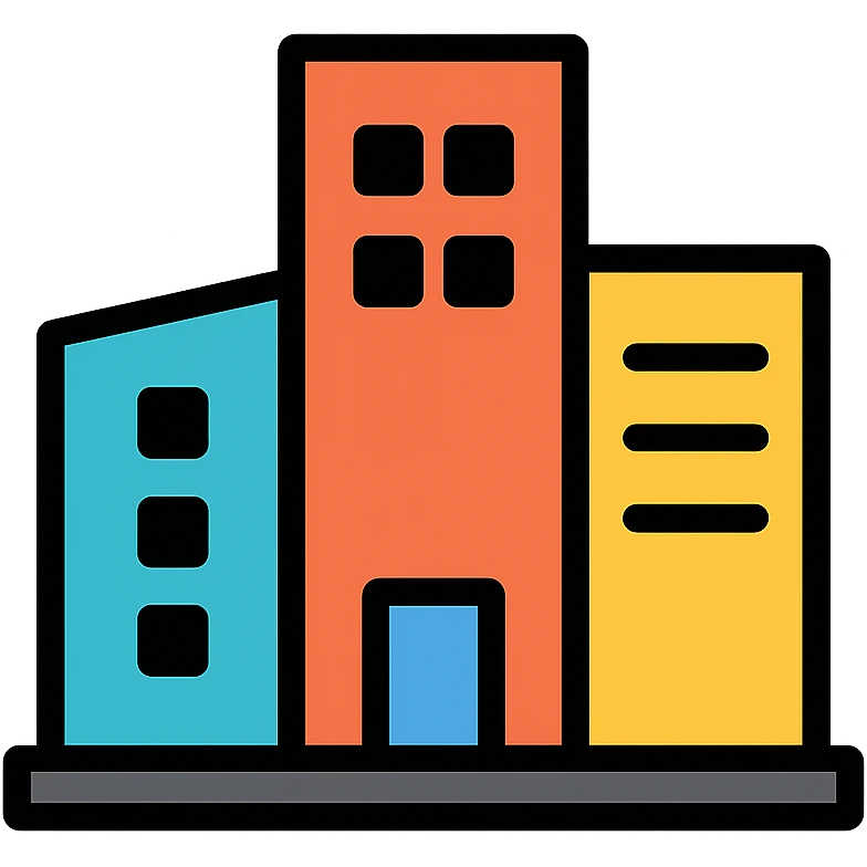 modern color outline icon representing corporate with abstract building or office elements emoji
