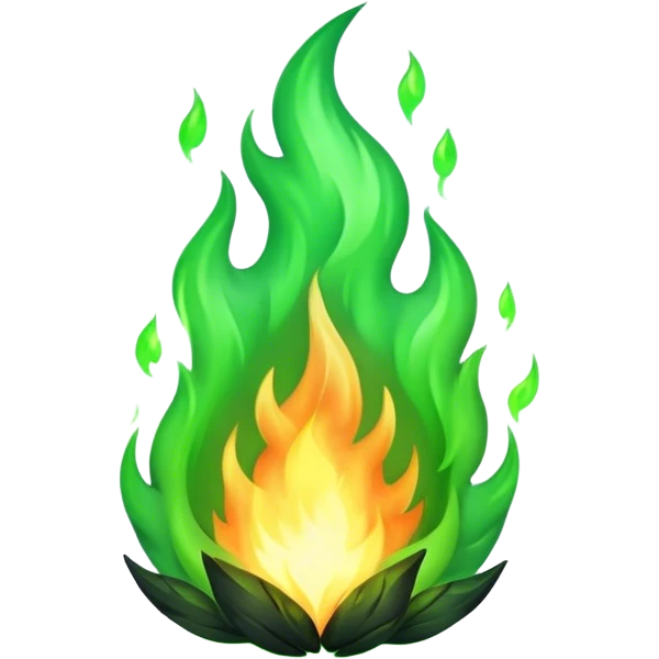 Cinematic Realistic green fire with lifelike textures emoji