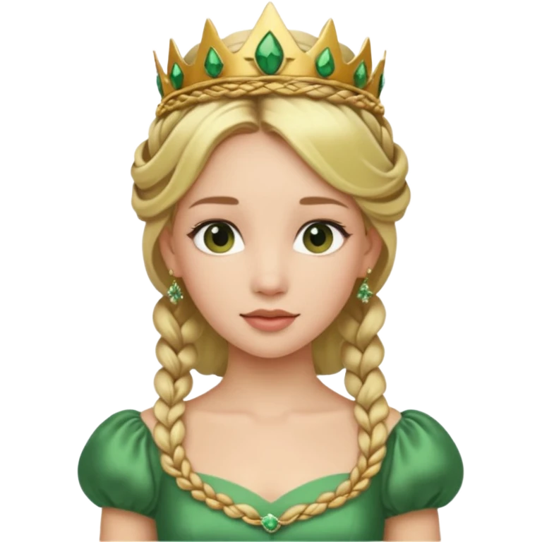 Princess in green Dress with Tiara, Braided Blonde Hair emoji