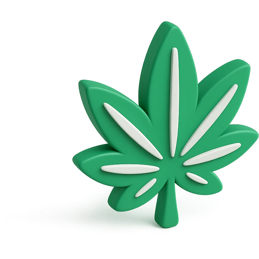 3D green style cannabis leaf emoji