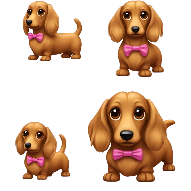Mini long haired wiener dog with bows  emoji