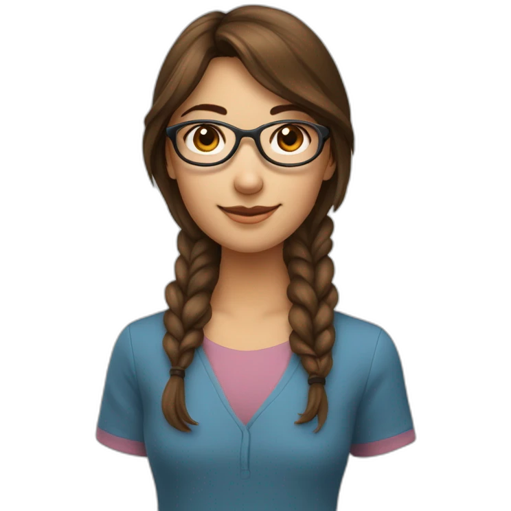 Une fille avec brune avec deux mèche décoloré et des lunettes emoji