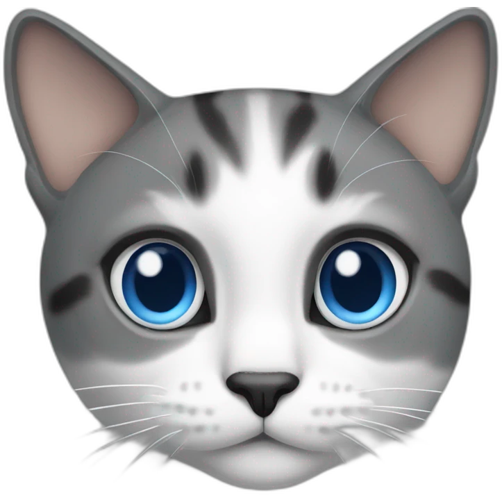cat with blue eyes, white nose and grey and black ears emoji