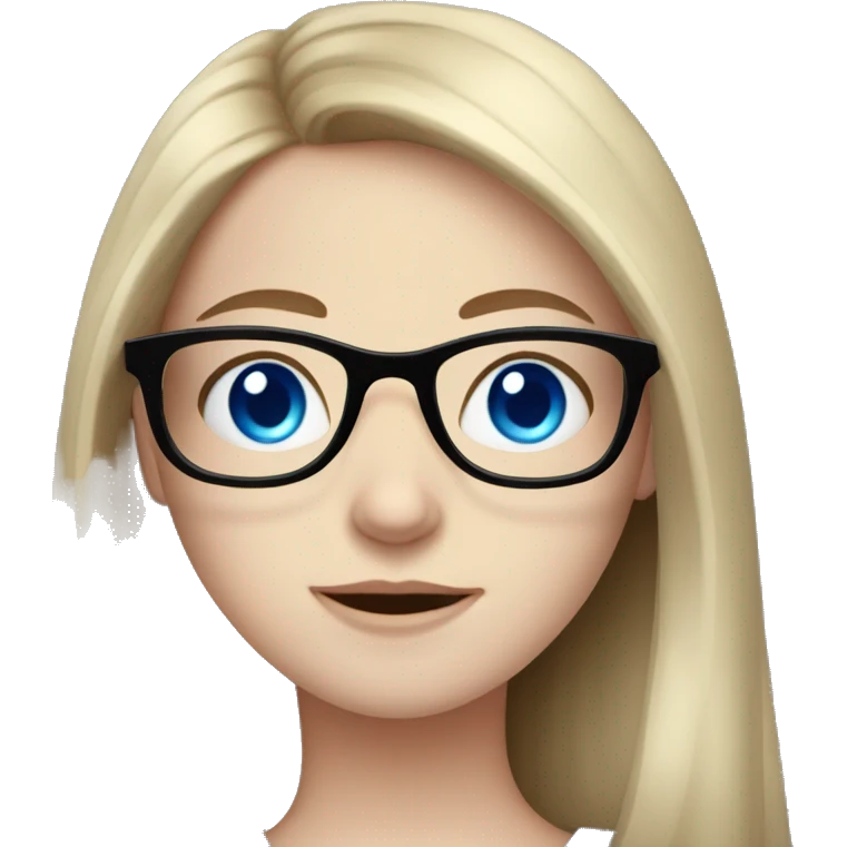Pale skin girl with long brown hair and blue eyes in glasses  emoji