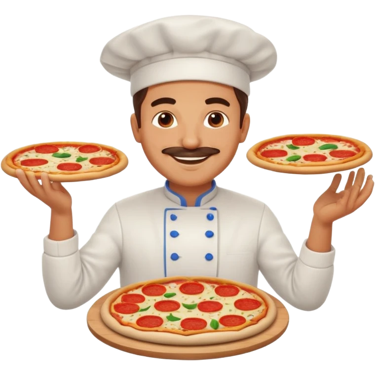 smiling Italian chef spinning pizza dough emoji
