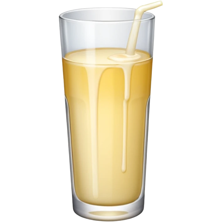 the drink is white, the glass is narrow and tall and There is only white liquid inside,photo realistic emoji