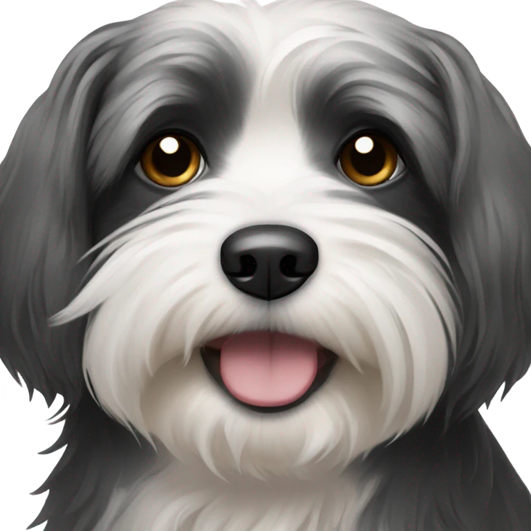 Black and white Havanese dog crying emoji