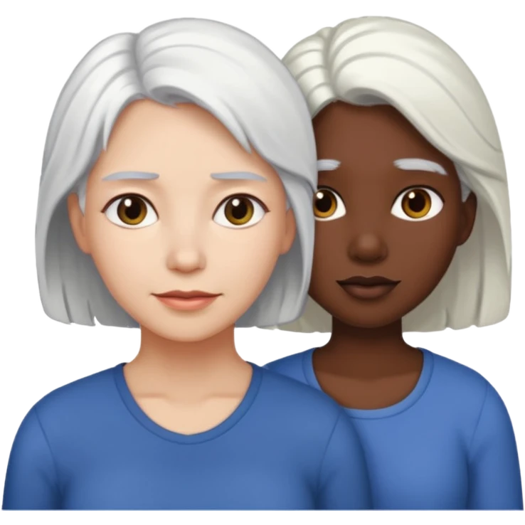 Madre con pelo blanco y hija adulta morena emoji