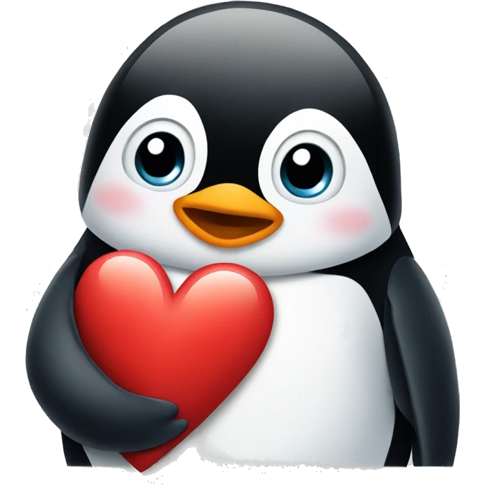 Penguin hugging a heart emoji