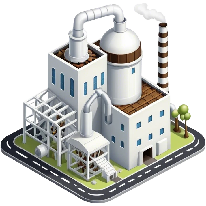 Isometric small white sugar factory  emoji