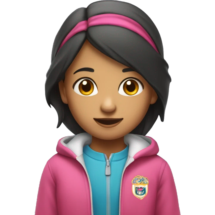 niña pequeña morena con ropa de deporte emoji