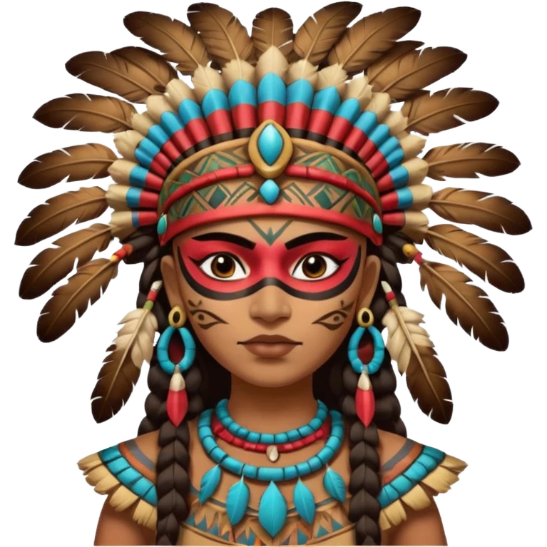 face full maya masked tradational mayan woman warrior half boudy  emoji