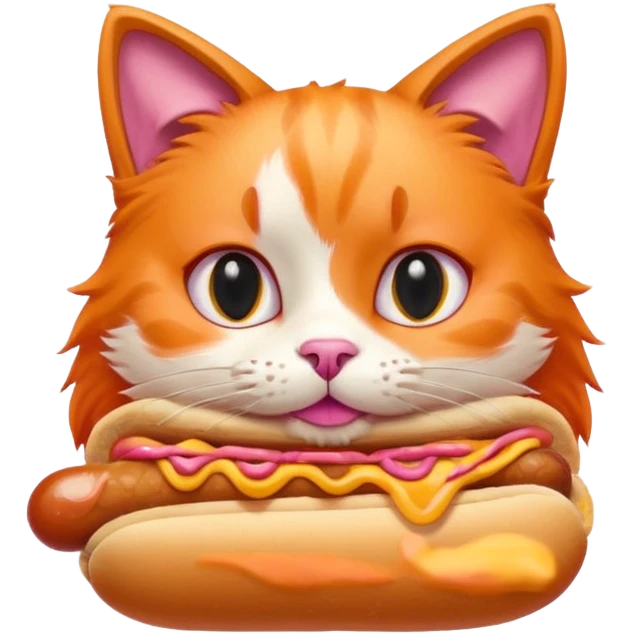 Cat eating a hotdog emoji