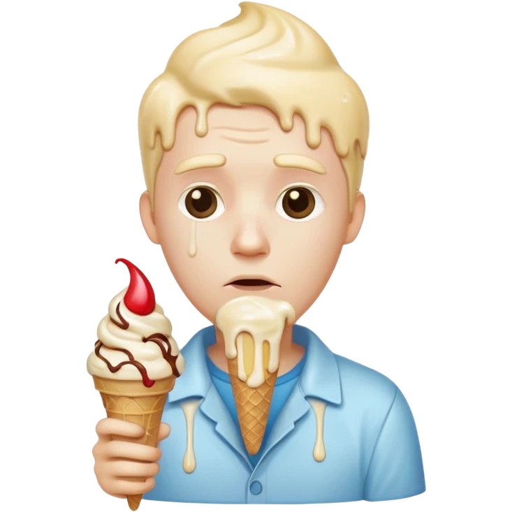 sad man with ice cream emoji