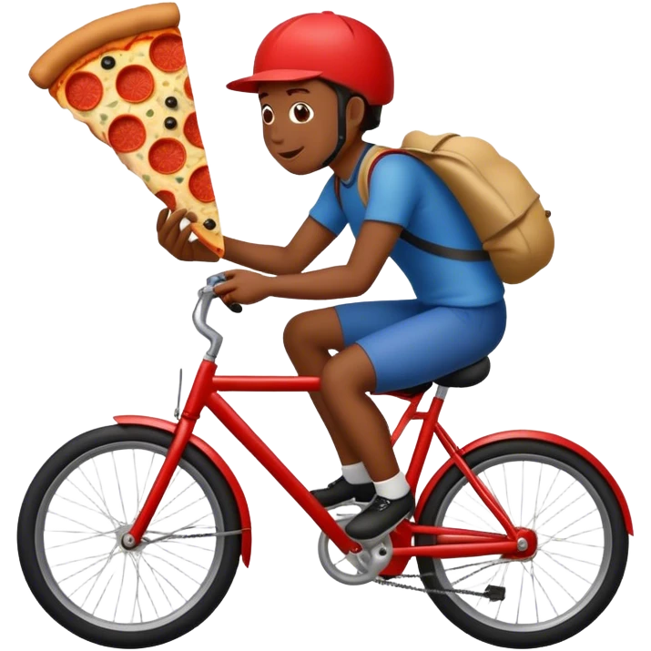 me riding a bike eating a pizza emoji