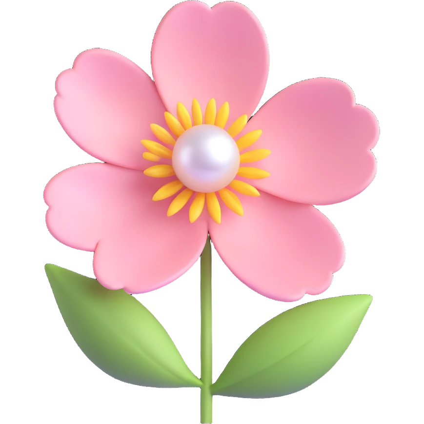 Pearl light pink flower emoji