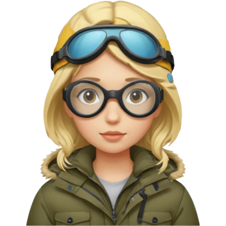 girl in parka, wearing goggles emoji