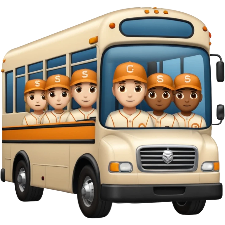 autobus de equipo llevando a egnte de basebal  y un chofer emoji