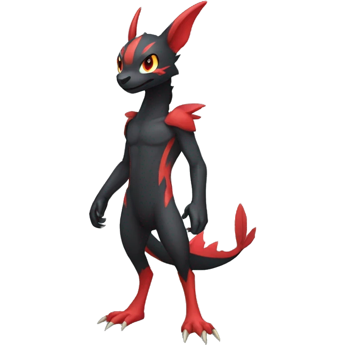 Cute cool black red nargacuga animal hybrid Fakemon full body emoji