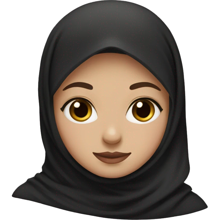 girl wearing black hijab that is white with light pink cheeks emoji