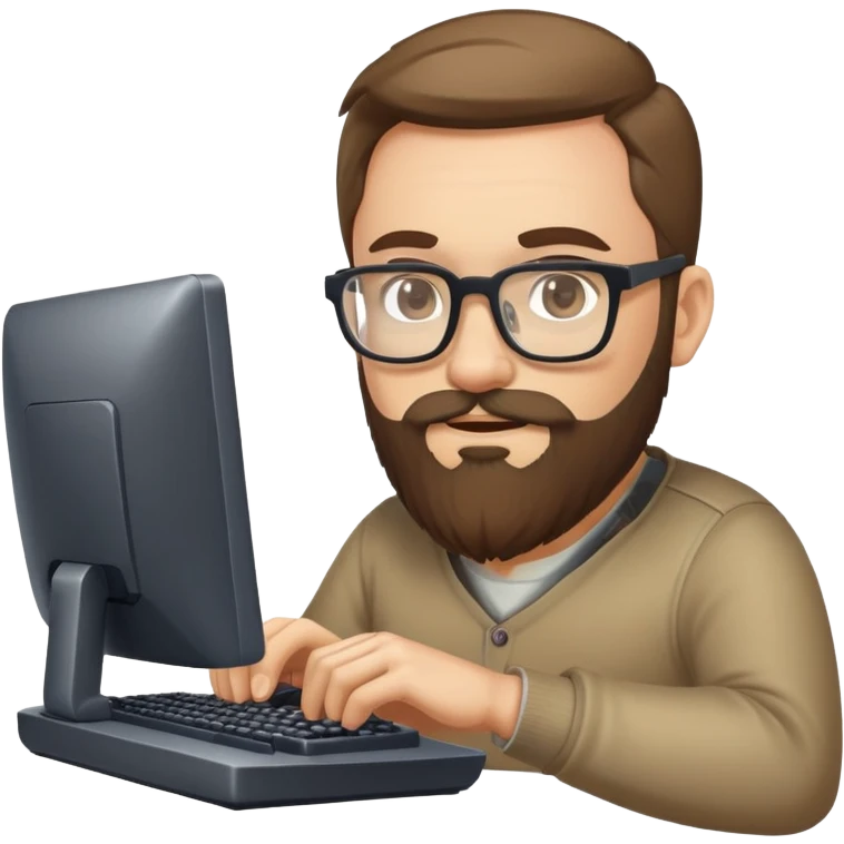 Септик в очках играет в компьютер  emoji
