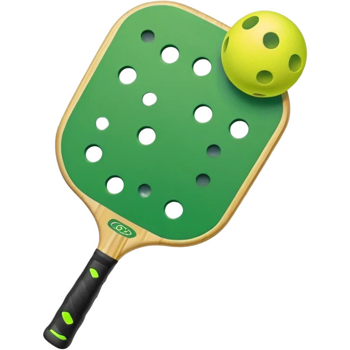 pickleball emoji, simple, bright, green paddle, yellow ball emoji