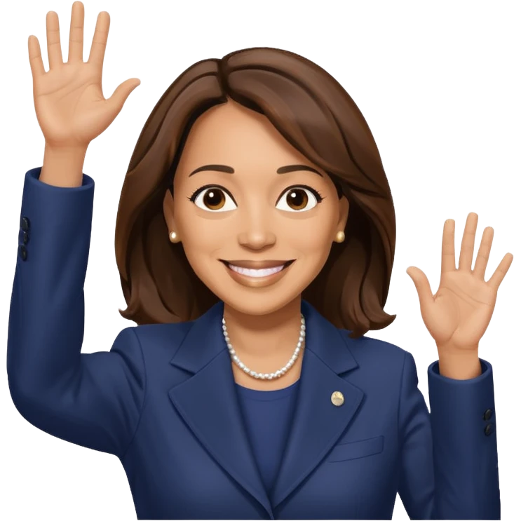 Kamala Harris waving, friendly pose emoji