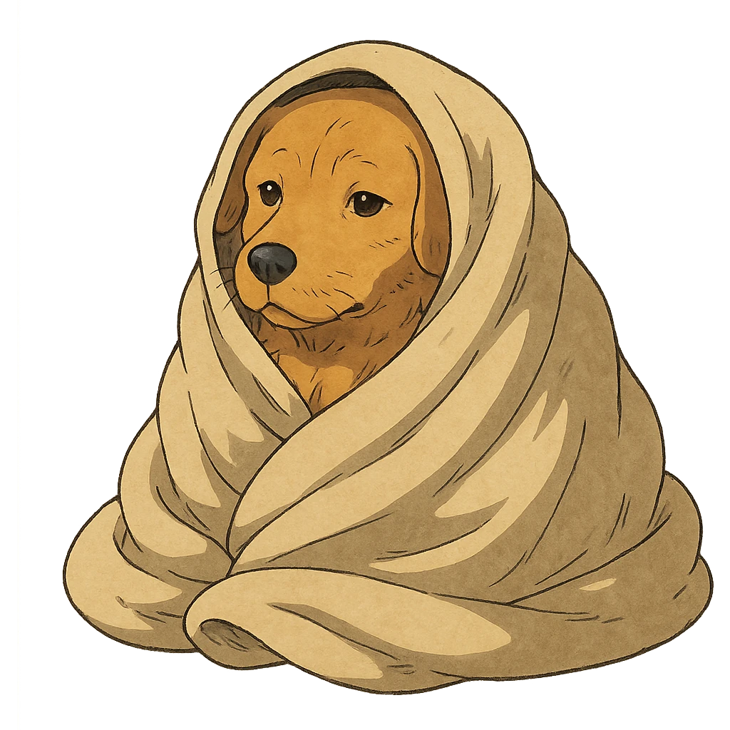 dog wrapped in a blanket emoji