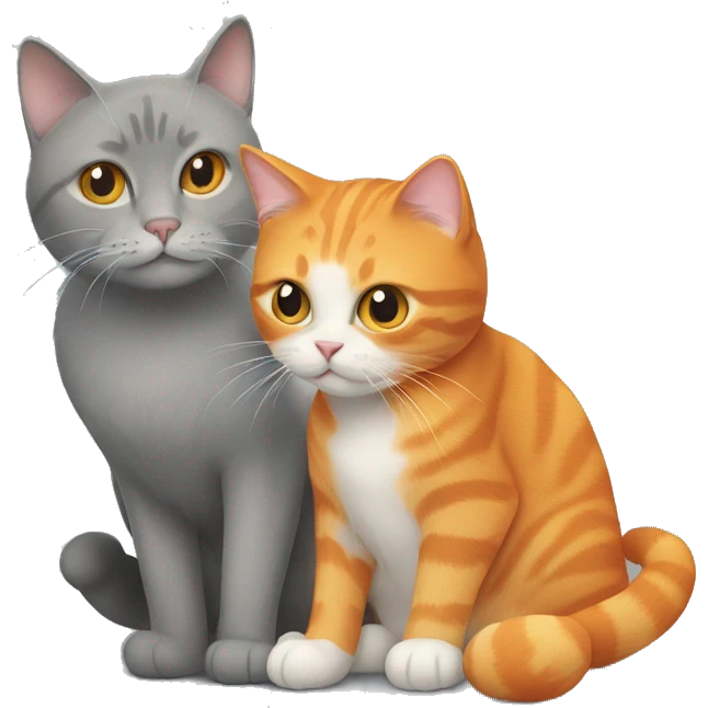 Orange cat and gray cat together emoji
