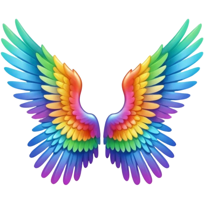 Tiny small left and right rainbow angel wings. emoji