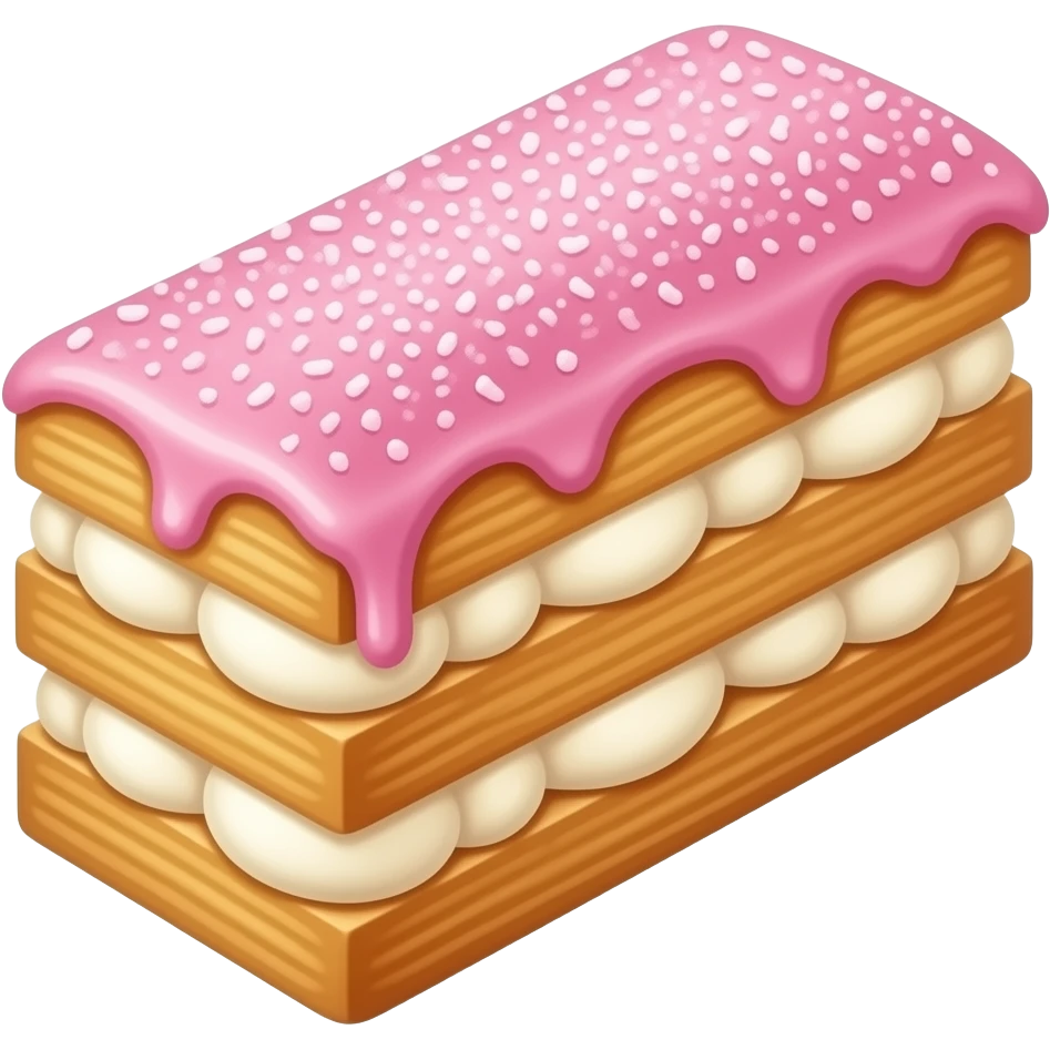 french pastry millefeuille with pink sugar glazetopping. 3 creme layers emoji