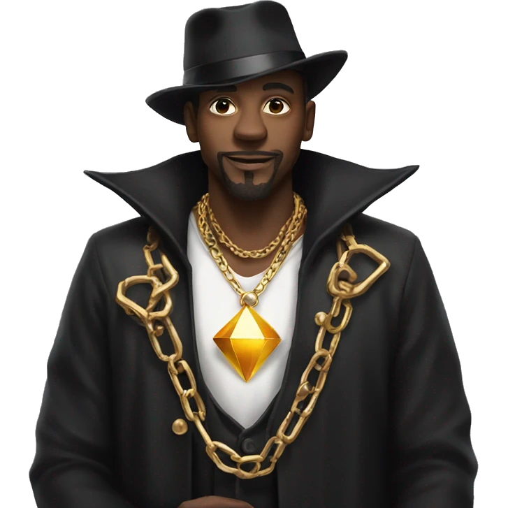rich black magician, wearing diamond chains emoji