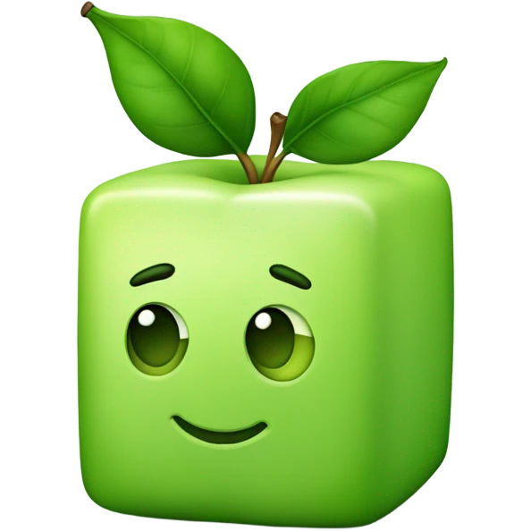 green Cube shaped Apple emoji