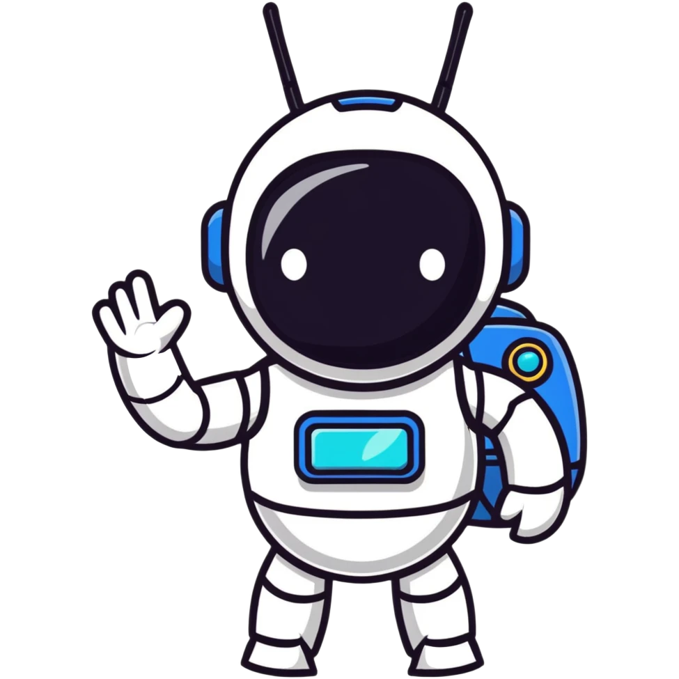 Cute android robot mascot with antenna emoji