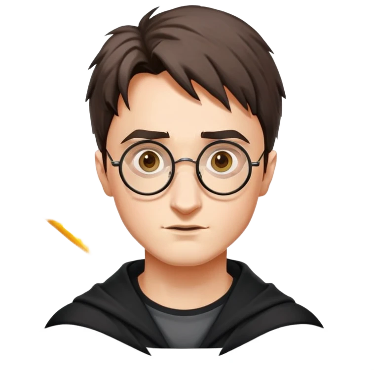 Harry Potter with round glasses and lightning scar emoji