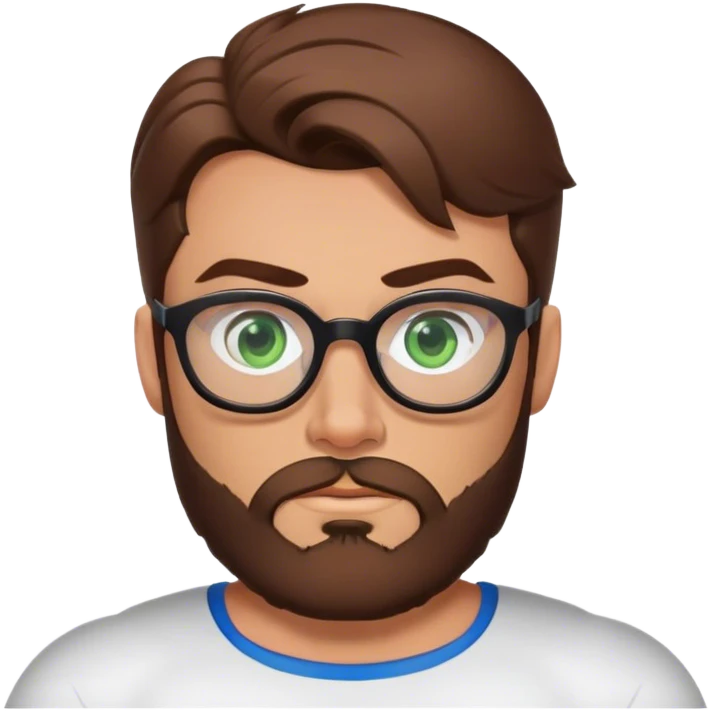 Superman with brown hair, a beard, and glasses on. Eyes are green. Rolling eyes face emoji