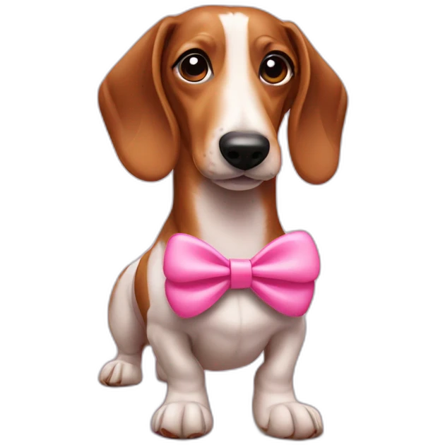 sausage dog with pink bow emoji