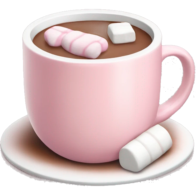 Light Pink mug of hot chocolate with marshmallows  emoji